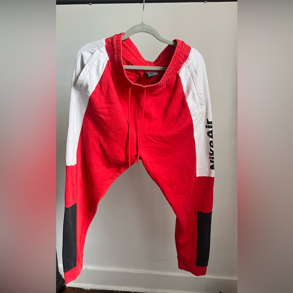 NikeAir Men’s  Red and White Joggers with Black Panels